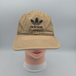 adidasTrefoilLogoBeige Twill Adjustable StrapbackHat OSFM.   11