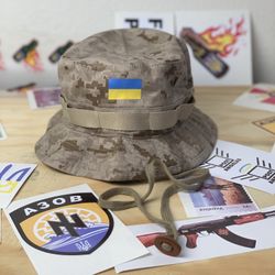 Ukraine flag Army Bucket Hat ZSU AZOV Desert Sand