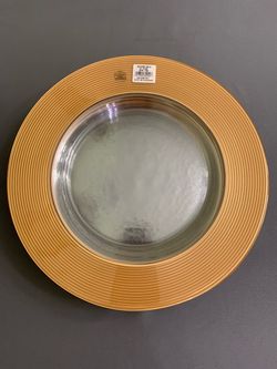 Set of 8 Vintage 10 Strawberry Street Saturn Gold 13" Glass Charger Plates Germany