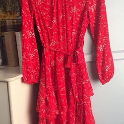 Corral Color Flower Dress