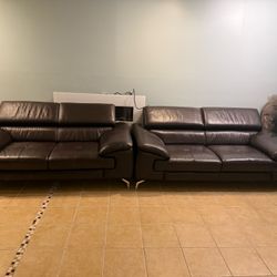 Genuine leather sofas – set of two 