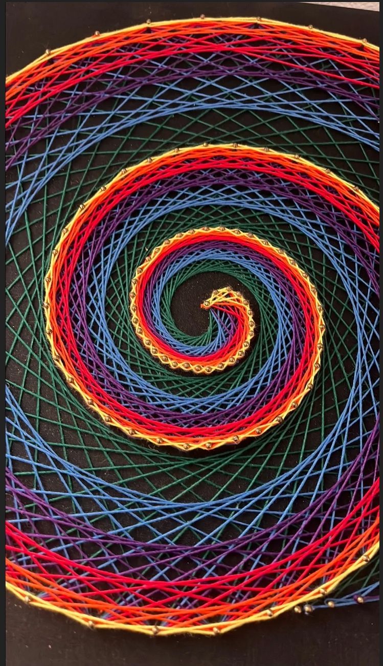 1960's String Art Rainbow Seashell