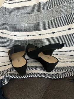 Elegant Black Wedge Shoes. 