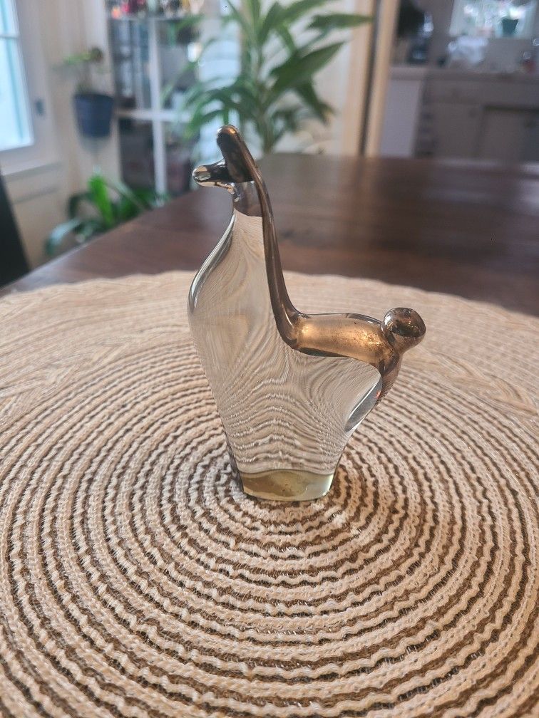 Vintage llama glass and silver paperweight