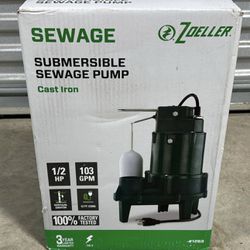 Brand New Zoeller #1263 Submersible Sewage Pump 1/2HP 103GPM Cast Iron