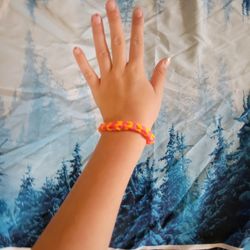 Pink And Orange Rainbow Loom Bracelet 