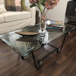 Matching iron wrought coffee , side, and console tables