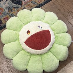 Takashi Murakami Flower Cushion Pillow Rainbow Green 60CM Kaikai Kiki Authentic