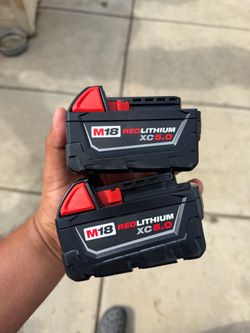 Milwaukee m18 5.0 battery ($50 each) cheap