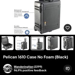 Pelican Case 1610 Travel New No Foam Inserts