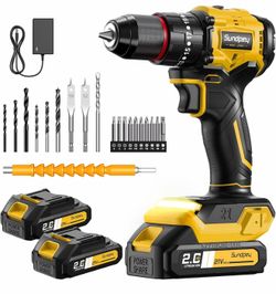BRAND NEW Sundpey Cordless Power Drill Set - 620in-lbs 3/8" Metal Chuck