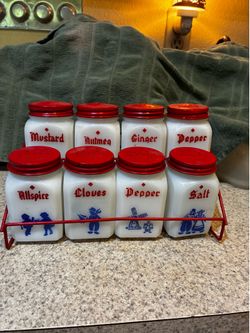 Vintage Dove Spice Jars w/rack