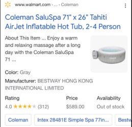 New inbox, Coleman hot tub ask about free delivery