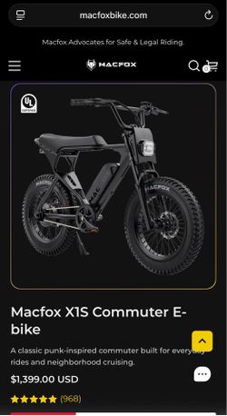 Macfox Black X1S E-Bike NEW!