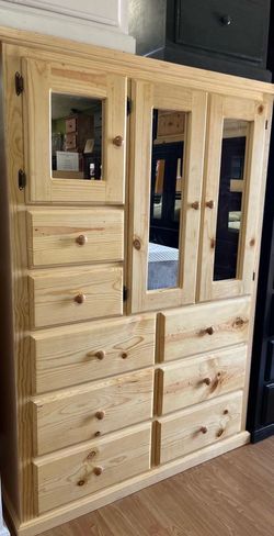 Tall large pinewood closet