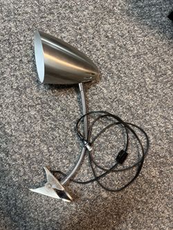 Silver Clip-On Desk Lamp