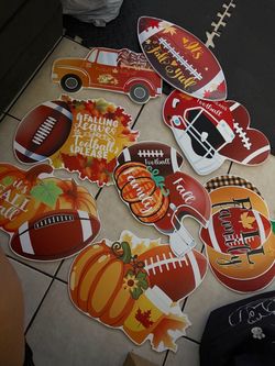 8 Pcs Football Yard Sign With Stakes Decorations new