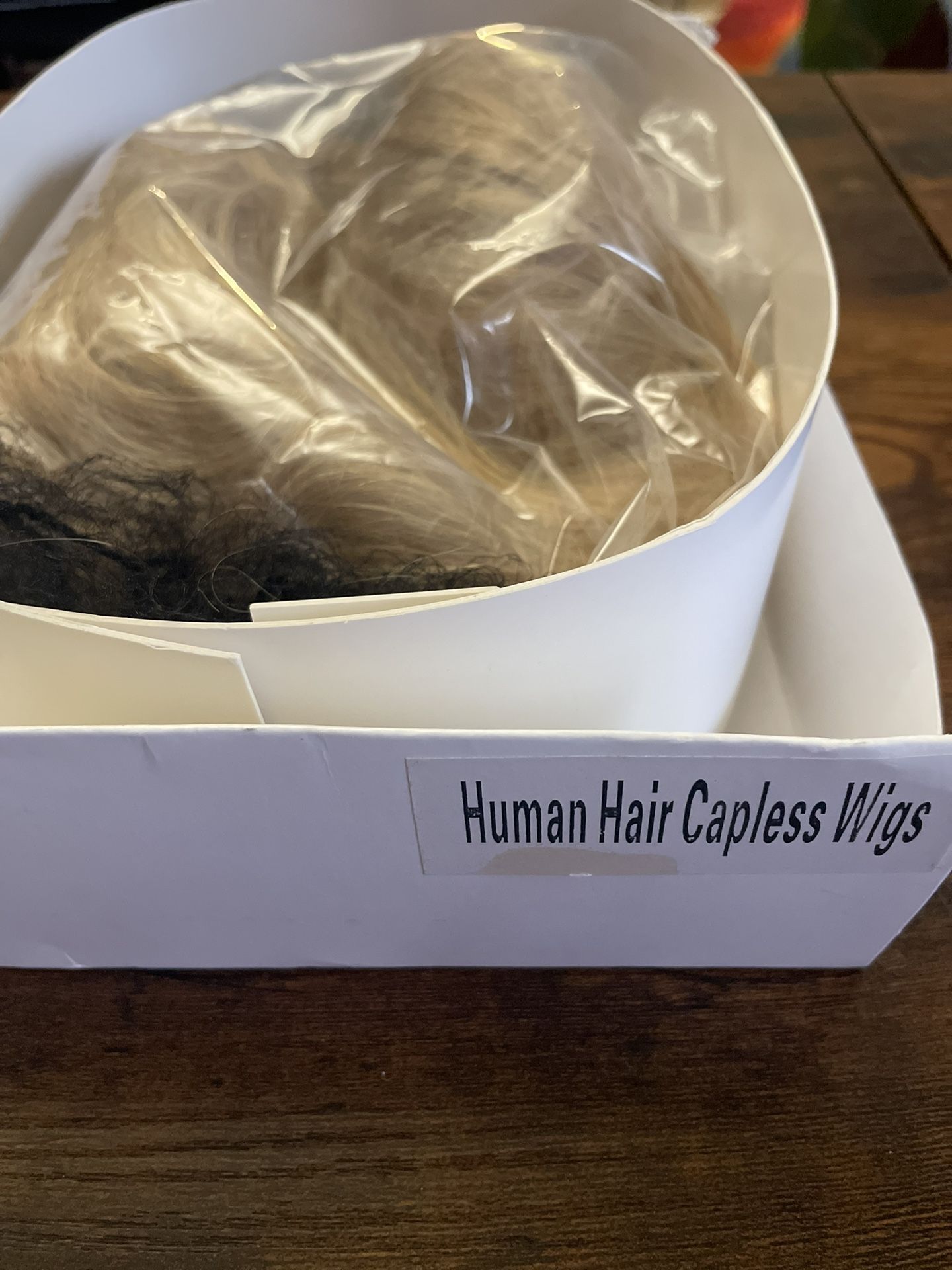 Human Hair Blonde Capless Wig – Adjustable Straps (New)