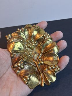 A Touch of Vintage Charm: Solid Brass Leaf & Berry Trinket Dish