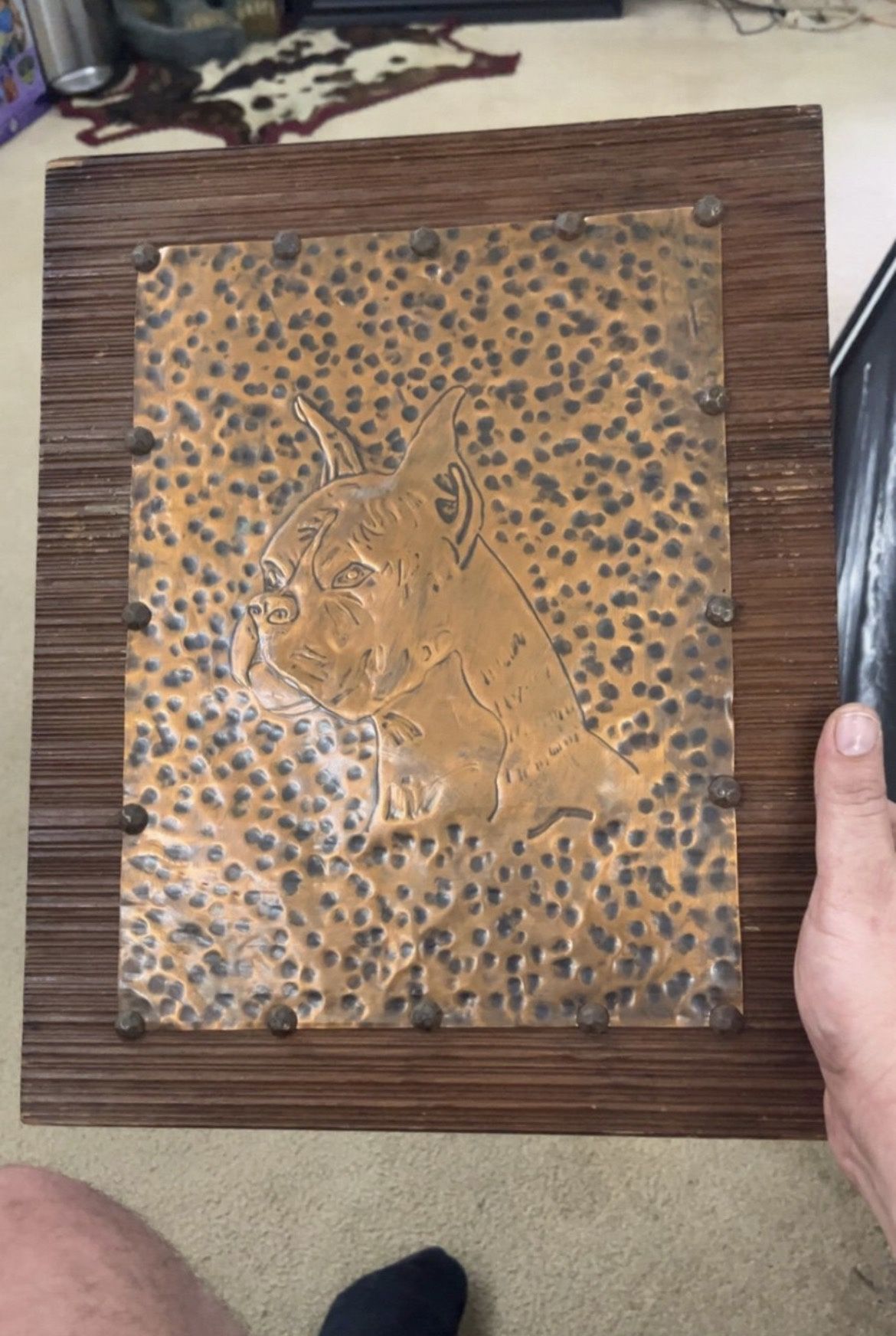 Vintage Brass hand made dog art