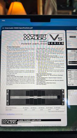 Crest Audio VS650 Power Amp