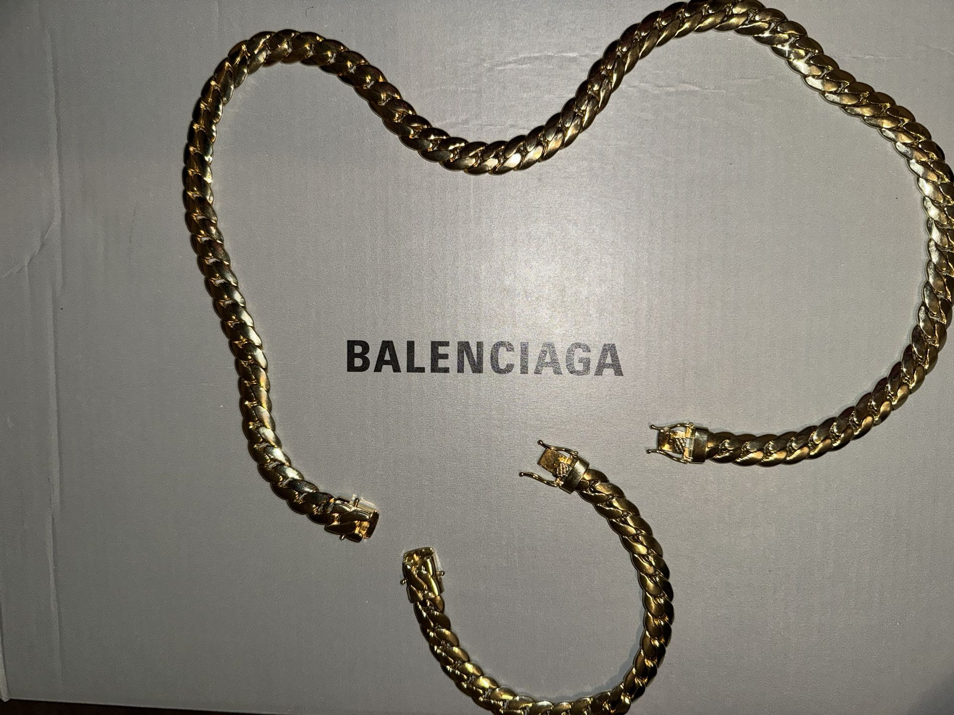 14mm Gold Chain With Bracelet