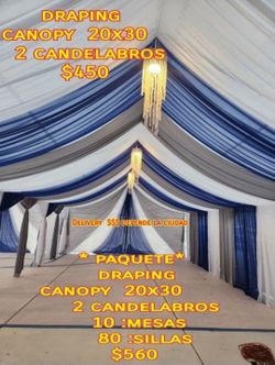 Canopy, Carpa, Draping, Telas, Sillas, Mesas 