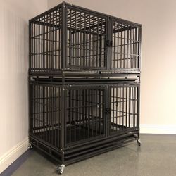2 Tier ✌️ Double Stack Heavy Duty 💪 Dog Kennel Cages🔥‼️⚡️