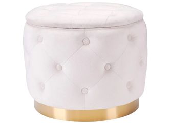 Modern Velvet Tufted Button Upholstered Round Storage Ottoman