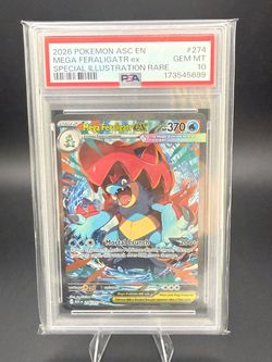 100% Authentic Pokemon Ascended Heroes Mega Feraligatr ex SIR #274 PSA 10