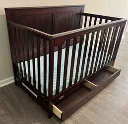 Graco Hadley 5-in-1 Convertible Crib with Storage Drawer – Espresso Baby Crib Toddler Bed