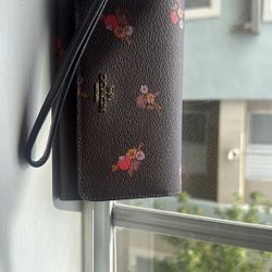 Coach Wristlet With Flower Accents