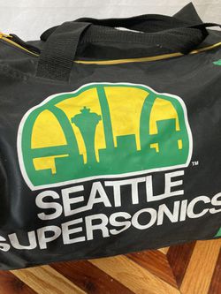 VTG 80s SEATTLE SUPERSONICS Player Issue Bag NBA Leather Duffle Bag Basketball Thumbnail
