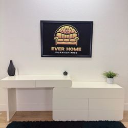 Modern Makeup Vanity Desk with 8 Drawers, Expandable 47.2''- 92'' 