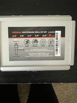AV Steel 5-Piece Countersink Drill Bit Set – 1/4” to 3/4” – Metal Storage Case – New