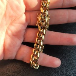 10mm CUBAN bracelet 14K Gp