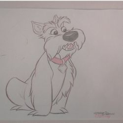 Jock From Lady And The Tramp Original Drawing By Jayme Brown From Disney Original Cartoonist ; Signed And Autographed. 