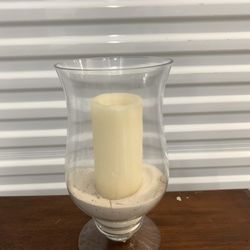 Five  -  12” Glass Hurricane Candle Holders