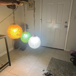 60s Vintage Spaghetti Ball Lucite Light Fixtures 