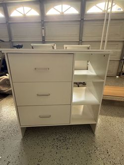 White Dresser with Floating shelves