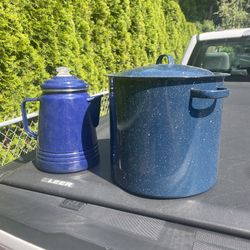 Blue Enamel Coffee & Stock Pot