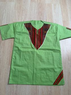Green African Dashiki Short Sleeve Shirt