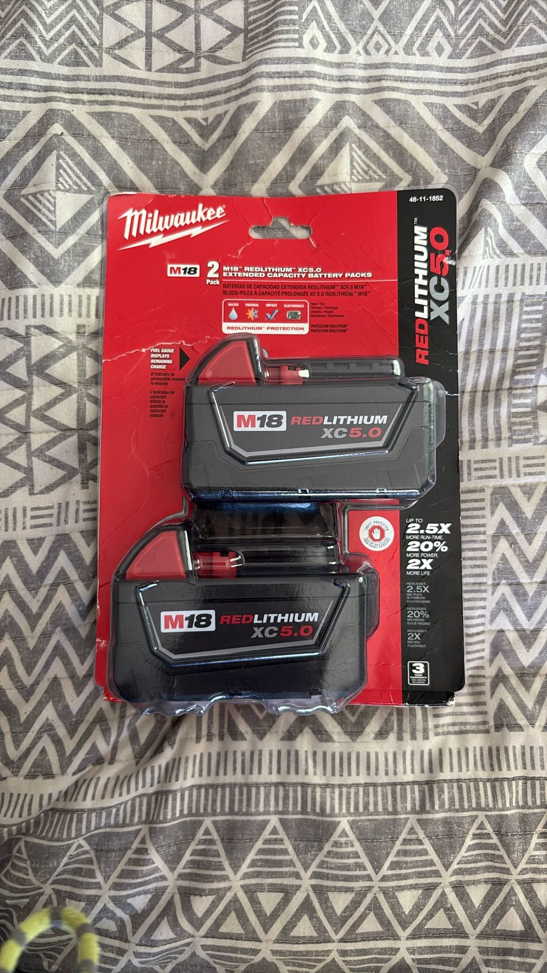 Milwaukee M18 18-Volt Lithium-Ion XC Extended Capacity 5.0 Ah Battery Pack (2-Pack)