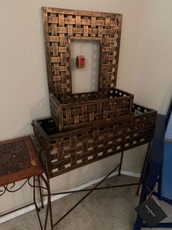 Decorative Metal Wall Shelf & Basket