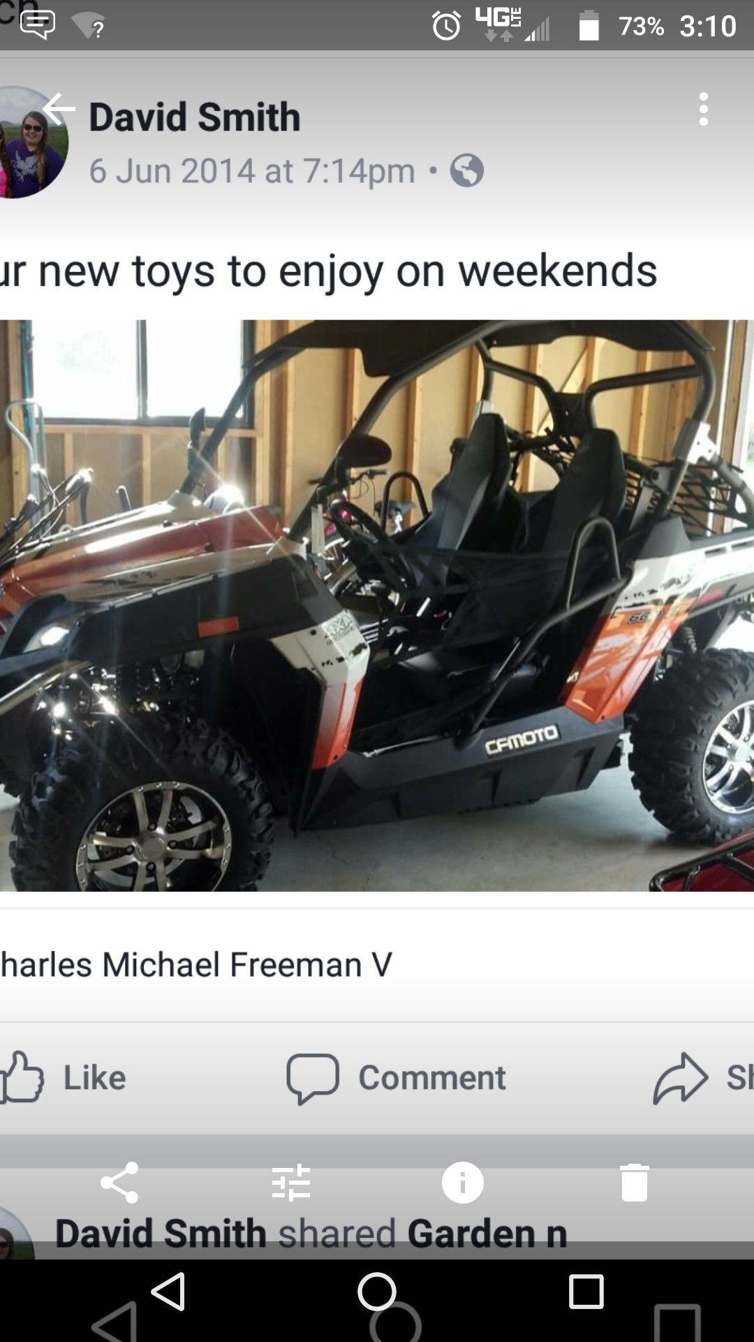 Photo 1 2015 side by side CFmoto. 1800 miles. 2 2015 500 four wheeler by CFmoto with 850 miles. 3 2015 16 foot wedge nose enclosed trailer.