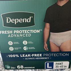 Men’s Large Depends-open Box Quantity 68