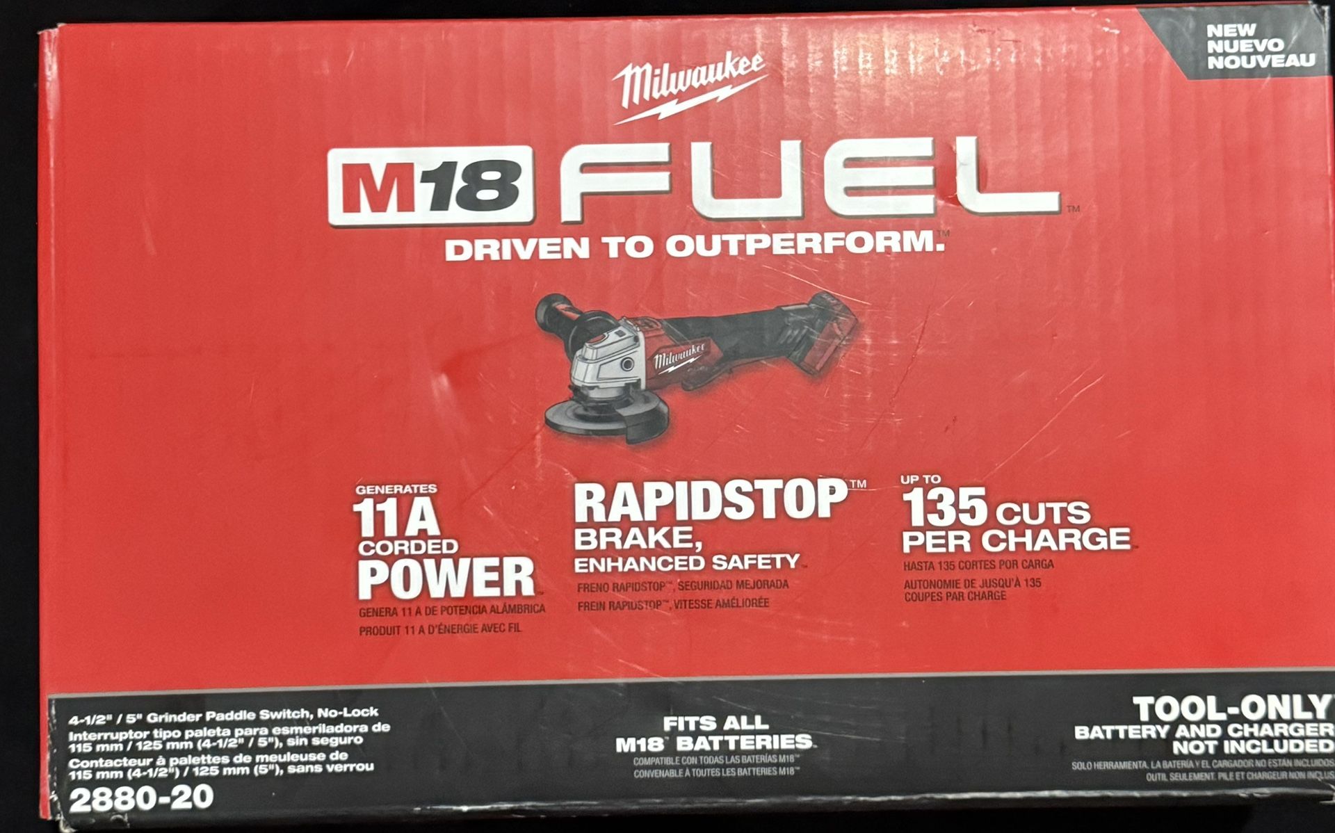 M18 FUEL 18V Lithium-Ion Brushless Cordless 4-1/2 in./5 in. Grinder w/Paddle Switch (Tool-Only)
