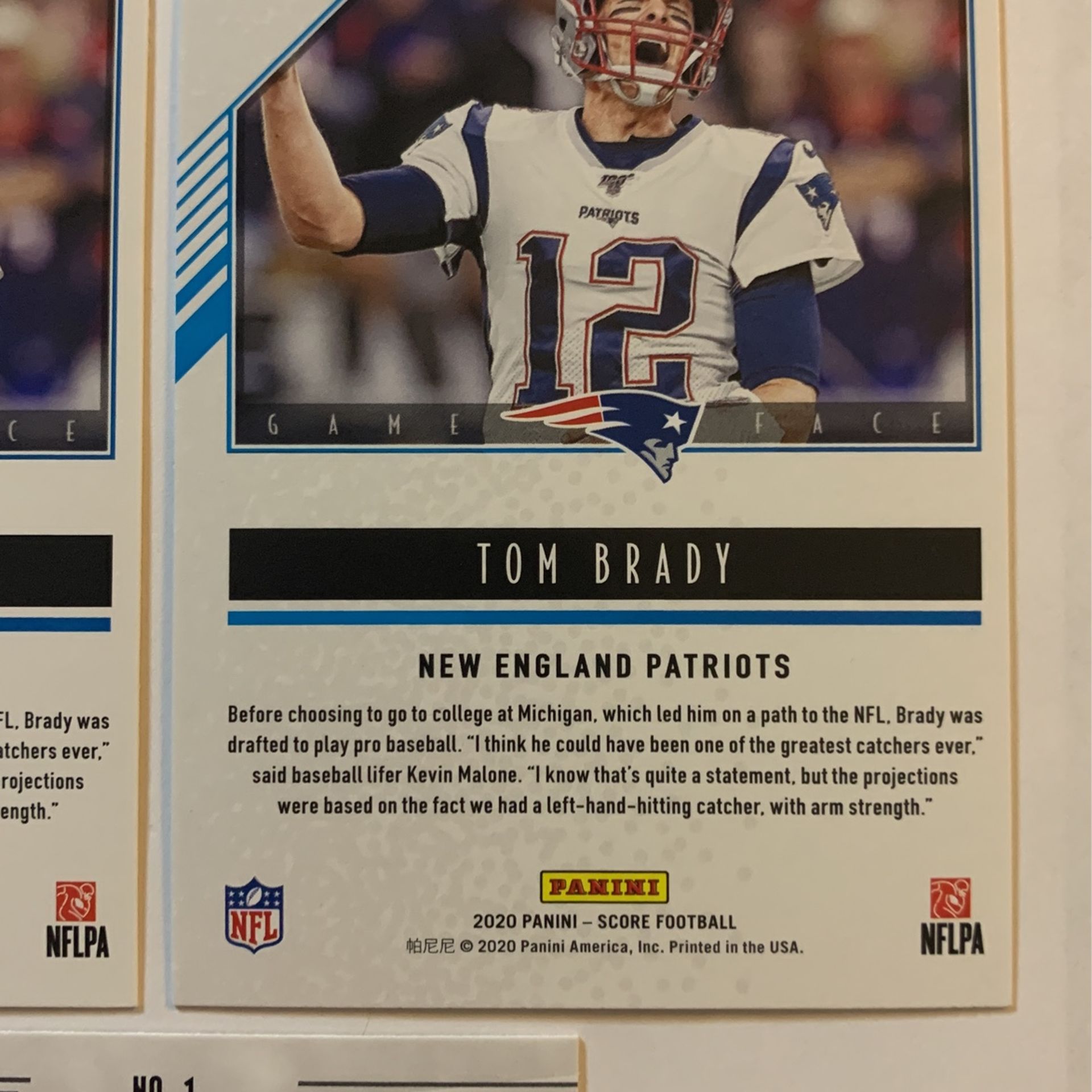 TOM BRADY 2020 Panini Score #GF-TB Yellow Game Face Parallel & Base, 2020 Illusions #1