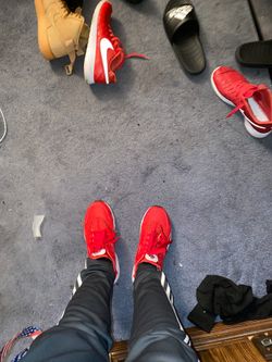 Red and White Huraches size 9.5