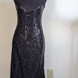 Scala Size L Black Sequin Beaded Dress Strapless Prom Formal Dress. Bt